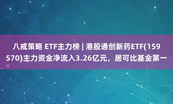 八戒策略 ETF主力榜 | 港股通创新药ETF(159570)主力资金净流入3.26亿元，居可比基金第一