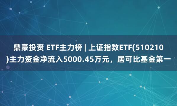 鼎豪投资 ETF主力榜 | 上证指数ETF(510210)主力资金净流入5000.45万元，居可比基金第一