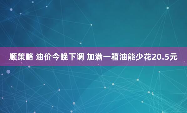 顺策略 油价今晚下调 加满一箱油能少花20.5元